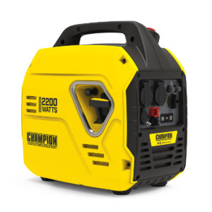 Yellow and black 'The Mighty Atom' Champion 92001i Inverter Petrol Generator.
