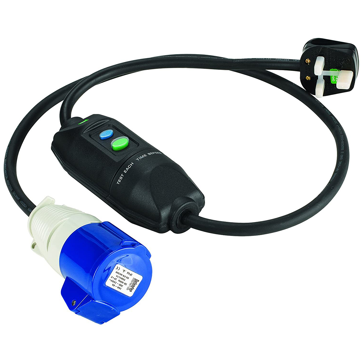 Defender 13a - 16a Fly Lead 240V with In-Line RCD Unit