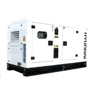 White Hyundai DHY34KSE 3-phase Diesel Generator.