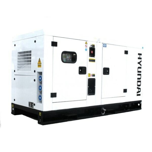 White Hyundai DHY34KSE 3-phase Diesel Generator.