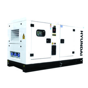 White Hyundai DHY65KSE 3-phase Diesel Generator.