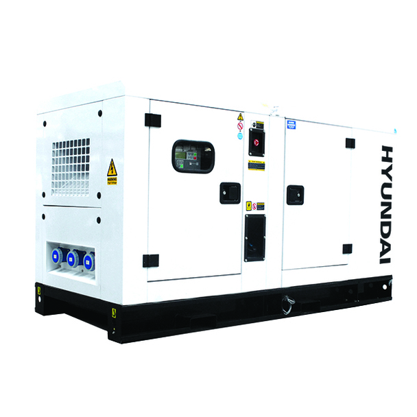 White Hyundai DHY65KSE 3-phase Diesel Generator.