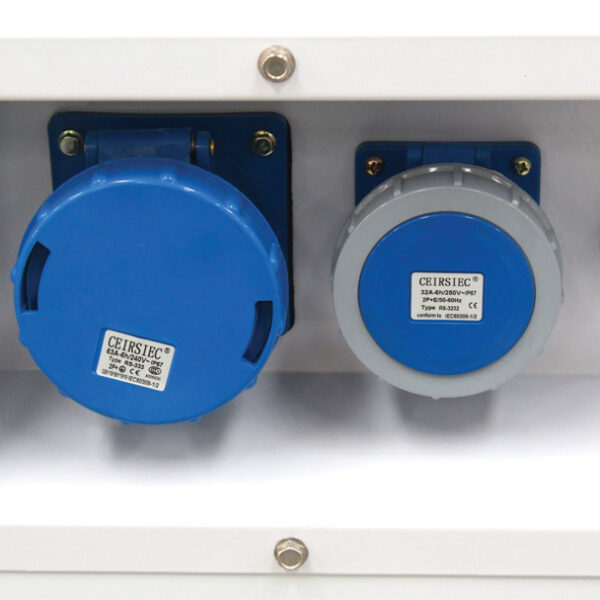 Close up view of Hyundai DHY11KSEm Silent Single Phase Diesel Generator ports.