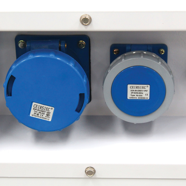 Close up view of Hyundai DHY11KSEm Silent Single Phase Diesel Generator ports.