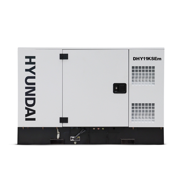 Side view of White Hyundai DHY11KSEm Silent Single Phase Diesel Generator 1500rpm.