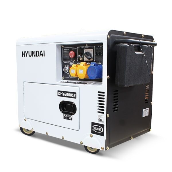 White and black DHY6000SE diesel generator by hyundai.