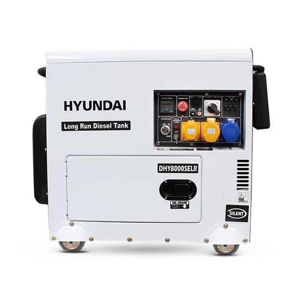 Side view of Hyundai DHY8000SELR Diesel Generator showing panel.