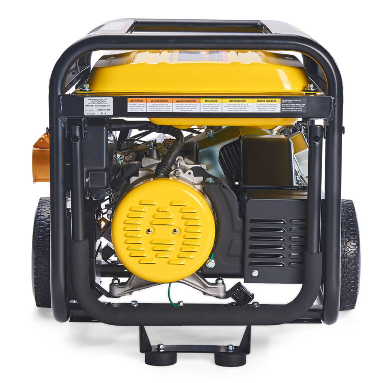 Back view of Yellow Champion CPG9000E2 Remote Start Petrol Generator.
