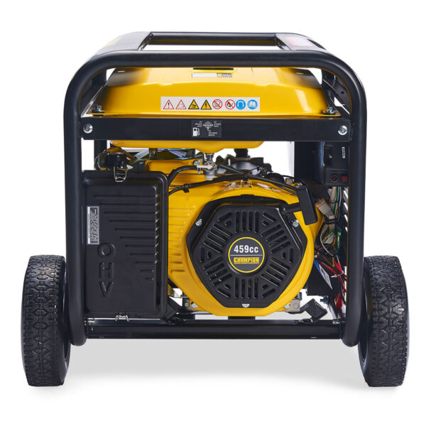 Side view of Yellow Champion CPG9000E2 Petrol Generator.