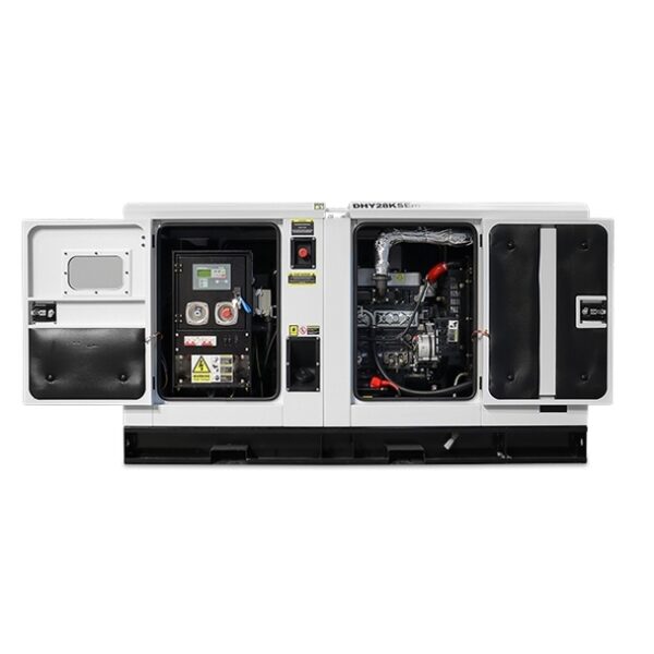 Inside view of White Hyundai DHY28KSEm Diesel Generator.