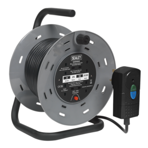 Sealey Cable Reel 25mtr 4 x 230V 1.25mm Thermal Trip with RCD Plug