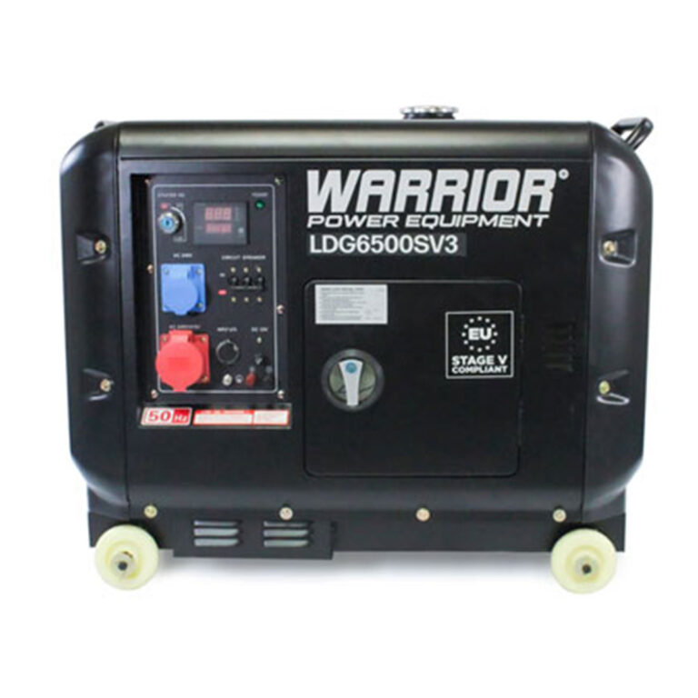 Side view of Black Warrior LDG6500SV3 Silent Diesel Generator 3-Phase.