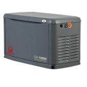Side view of grey Pramac GA13000 LPG / Natural Gas Standby Generator.