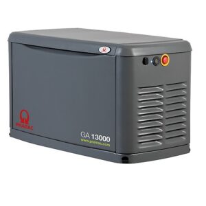 Side view of grey Pramac GA13000 LPG / Natural Gas Standby Generator.