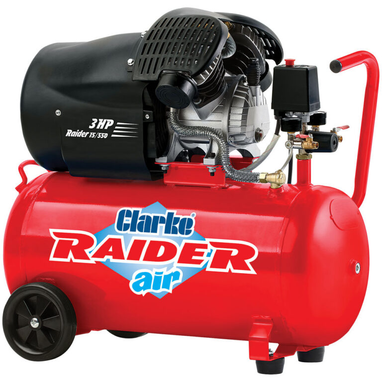 Clarke Raider 15-550 14.5cfm 50 Litre 3HP V-Twin Air Compressor (230V)-001