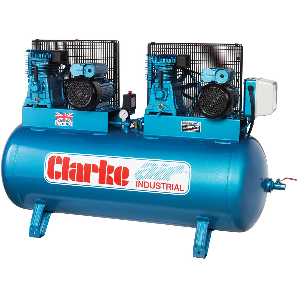 Clarke XE37/270 (O/L) 36 CFM 270 Litre 2x4 HP Industrial Air Compressor (230V)