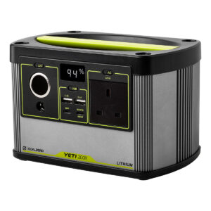 Angled view of the black and green Goal Zero Yeti 200X Portable Power Station.
