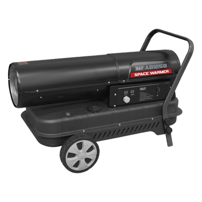 Sealey-AB1258-135000Btu-hr-Kerosene-Diesel-Space-Heater-with-Wheels-side-angle