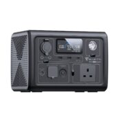 Angled view of the black Bluetti EB3A Portable Power Station.