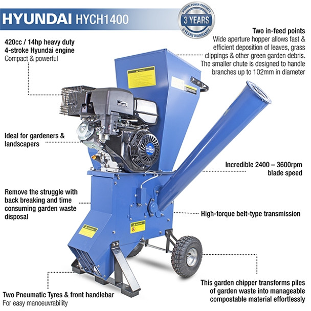 Key features: 420cc, 2-stroke engine, two in-feed point for fast and efficient deposition, 2400-3600rpm blade speed, high-torque belt-type transmission, and two pneumatic tyres and front handlebar for easy movement.