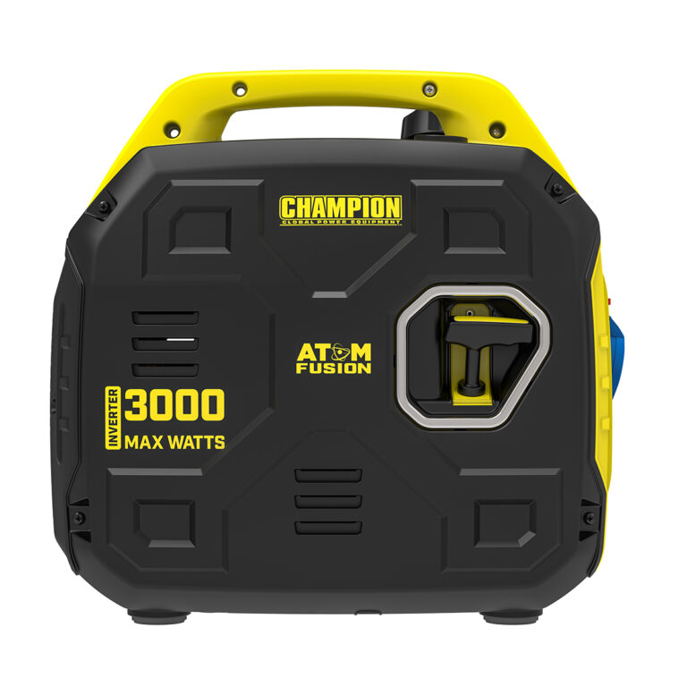 Side view of yellow and black Champion 93001i Inverter Petrol Generator.