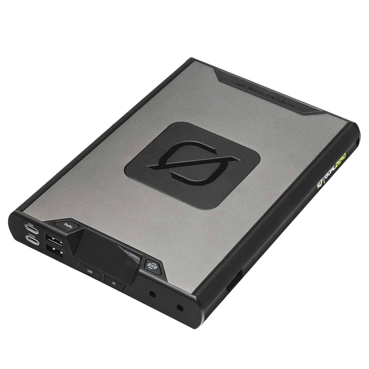 Front view of Goal Zero GZ22210 Sherpa 100AC Power Bank 94Wh 25600mAh.