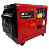 Red and black Senci SCD7500Q Canopied Diesel Generator.