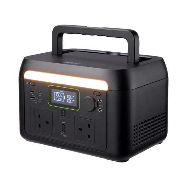 Acer-600W-Portable-Power-Station-right-side-view-handle-up