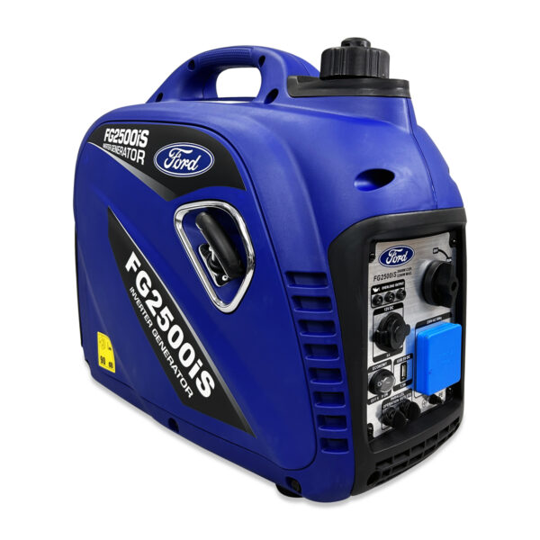 Front view of the blue Ford FG2500iS 2kW Petrol Inverter generator.