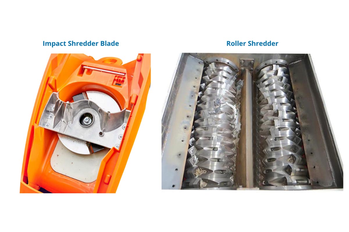 Image showing impact shredder blade and roller shredder.